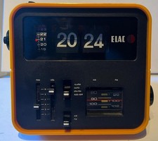 Vintage ELAC RD100 Klappzahlen-Radiowecker in leuchtendem Gelb – Video Verfügbar