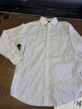 Jos. A Bank Traveler Dress Shirt Men  s 16.5 35 Tailored Fit Blue Stripe