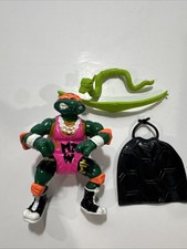 Vtg 1991 TMNT Shell Slammin' Mike 100% COMPLETE w/ snake cape and belt!