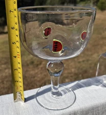 4 Margarita Cocktail Glasses Large 20 Oz Hand Blown Watermelon Slice Art Glass