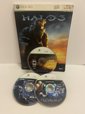 Lot of 3 Microsoft Original Xbox & 360 Games Halo Bundle w/ Strategy Guide