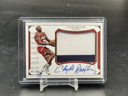 2015 National Treasures Clyde Drexler Colossal patch Auto 49/49 Rockets 1/1