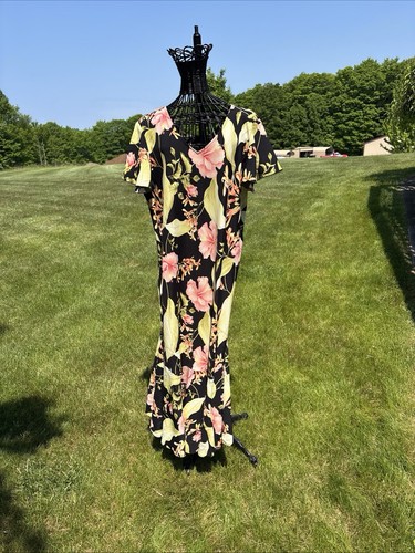 Tropical Dress 3X kaua’iana Hawaii Peach Green Black Beautiful