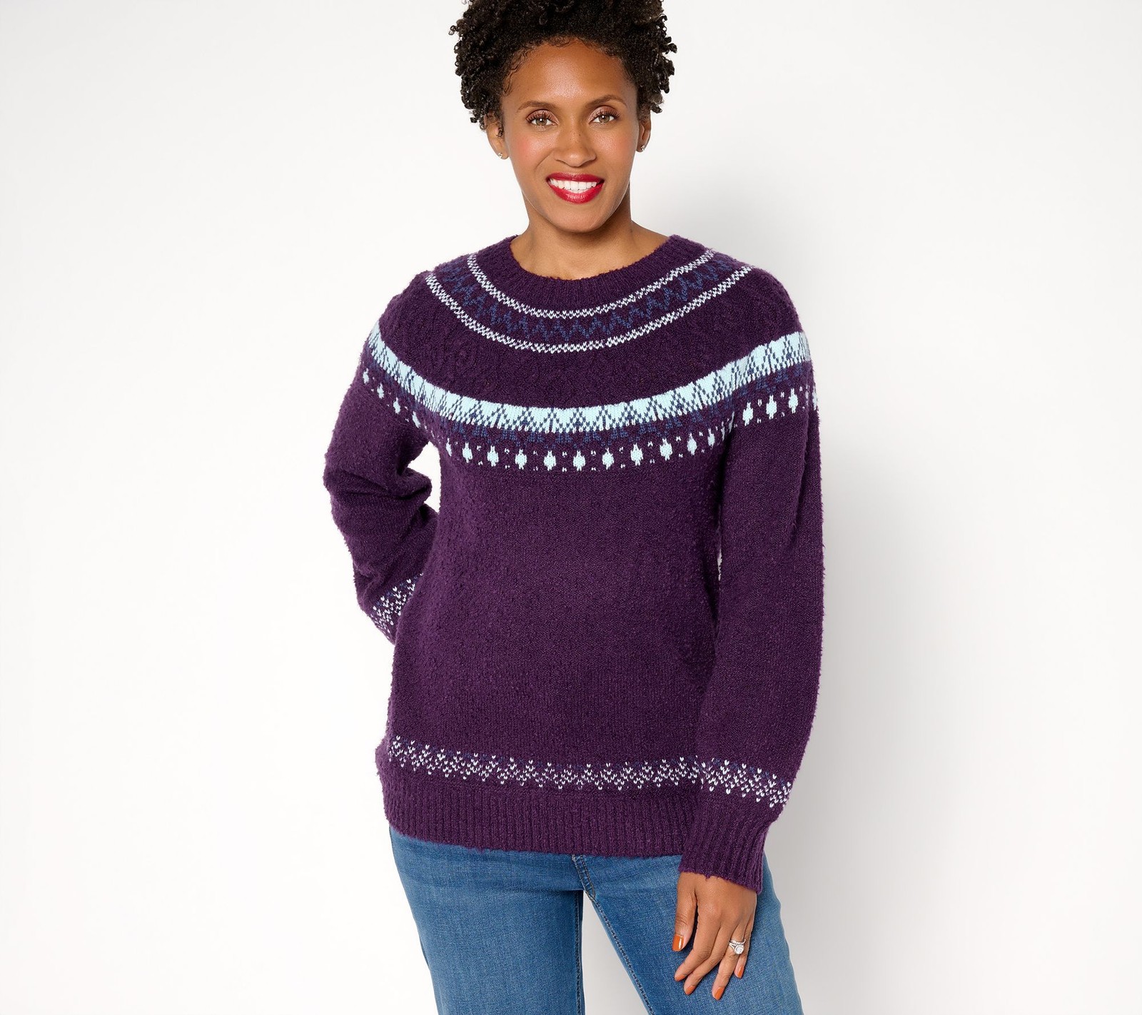 Spartina 449 Women's Top Sweater Sz L Denim & Co. Heritage Fair Purple A667048