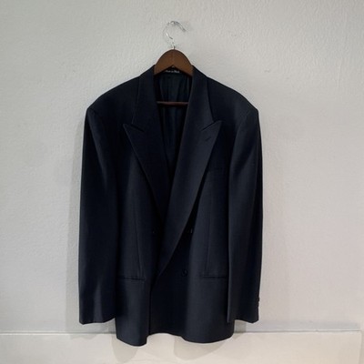 Vintage Giorgio Armani Men s Blazer 42L Dark Gray Double-Breasted Blazer