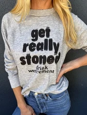 70s VINTAGE STONER SWEATSHIRT GET REALLY STONED DRINK WET CEMENT PAUL NEWMAN S