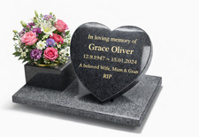 Memorial Grave Marker Gravestone Granite Cemetery Headstone Heart Grave Plaque