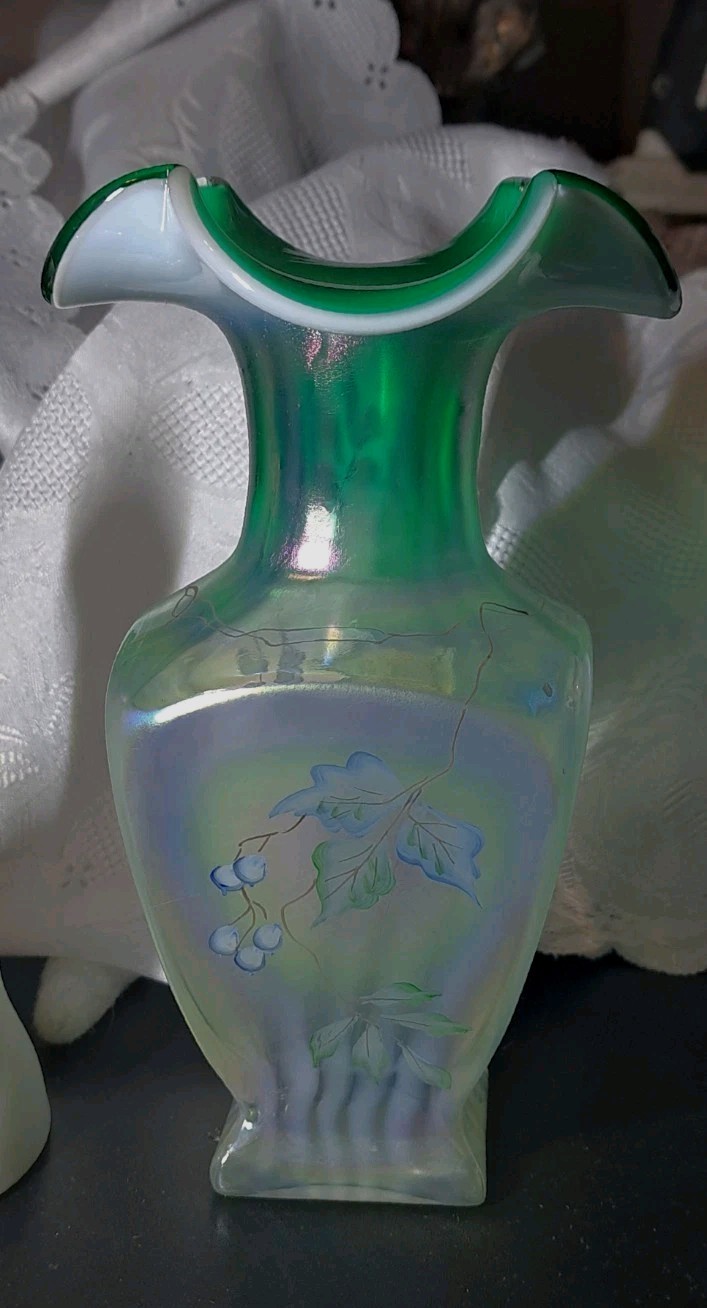 Fenton New Century XXI Collection Vase Hand Painted Signed By Bill Fenton