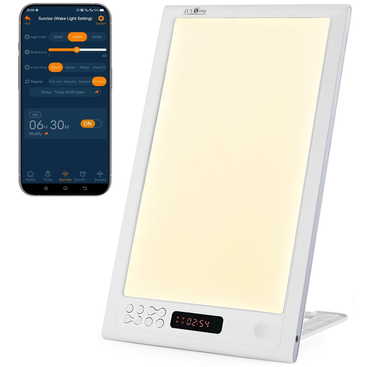 LumiSupa サンプルプレゼント！ JUXLamp Bright Light Therapy Lamp 12000 Lux - Sunrise Alarm Clock