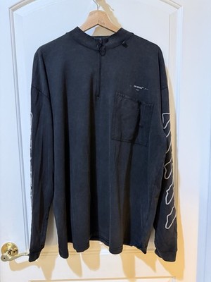 Off-White Embroidered Mock-Neck Zip