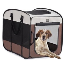 Brown 32.0"L x 21.0"W x 26.0"H Dog Kennels Crates for Medium Dogs