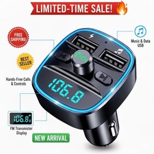 Trasmettitore FM Bluetooth Kit Auto Lettore MP3 Caricatore USB Adattatore Vivavoce UK