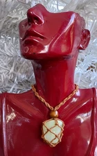 Uranium Glass Jewelry Caged Boho Brown Woven Wooden Bead Adjustable Necklace