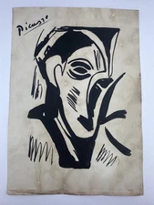 Pablo Picasso COA Art Painting Original Drawing Vintage Paper Signed