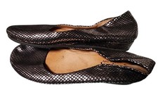 French Sole FS/NY Zeppa Black Metallic Snake Print Wedge Flats Size 7.5 Italy