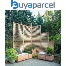 Jagram 2 x Wooden Venetian Garden Fence Panels Privacy Screen Larch 180 x 60cm