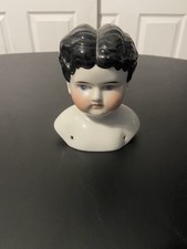 Antique German China Head Doll 5" Tall Blue Eyes