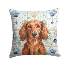 Carolines Treasures WDK6999PW1414 14 x 14 in. Longhaired Red Dachshund Coasta...