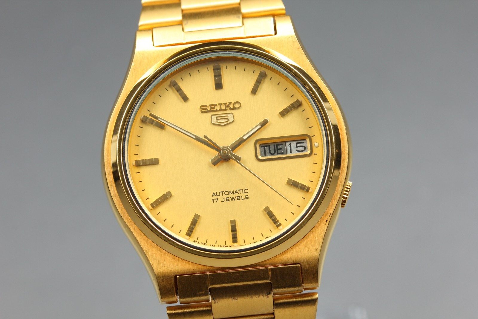 Vintage 1984 *MINT* SEIKO 5 7009-3171 38mm Gold Date Automatic Men's Watch JAPAN
