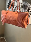 PRIVATA Pink Croc Faux Leather Zip Duffle Gym Bag, Chain Accent, Adj Strap — photo 2