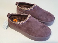 Women's Mudd Stormy Platform Clogs Size 11 Microsuede Brown Embroidered Trim NWT