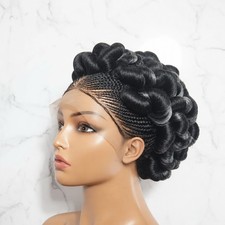 Glueless Braided Wig. Jumbo Twist Braids Puff Knots Full Lace, Baby Hair
