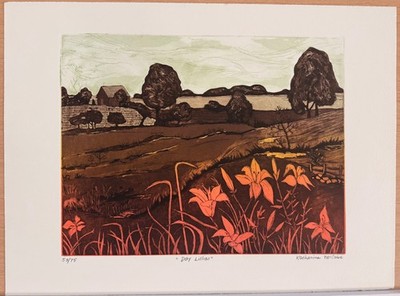 Katherine R McCabe /  Day Lillies  /  Etching / Signed & Numbered / COA