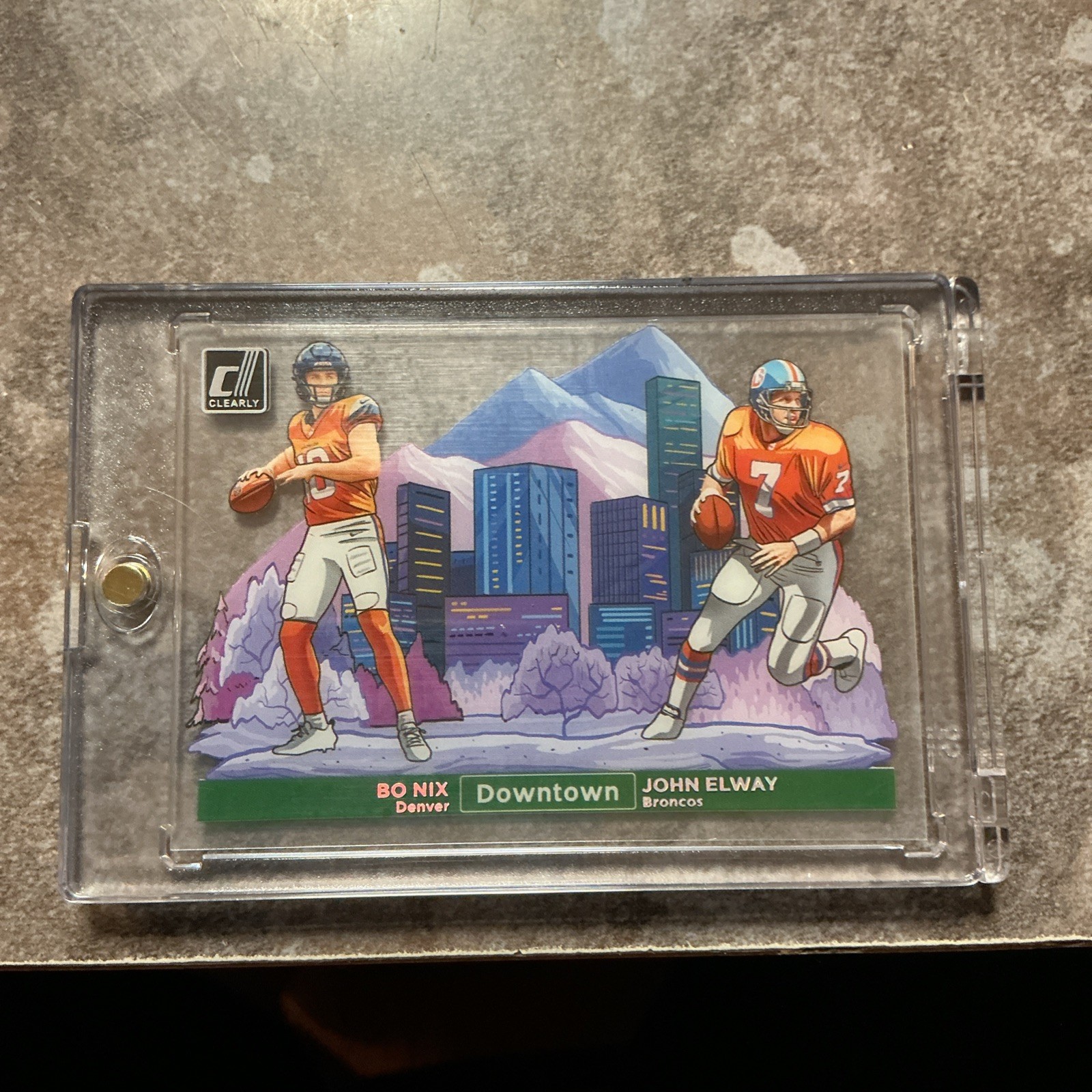 2024 Donruss Clearly Bo Nix John Elway Dual Downtown RC Rookie Broncos Optic
