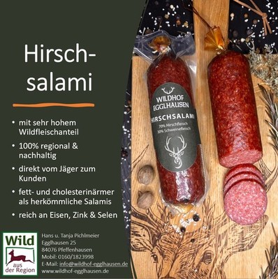 Hirschsalami, 70% Hirschfleisch - Top Qualität