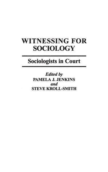 Pamela Jenkins (U. A.) | Witnessing For Sociology | Buch | Englisch (1996)-image