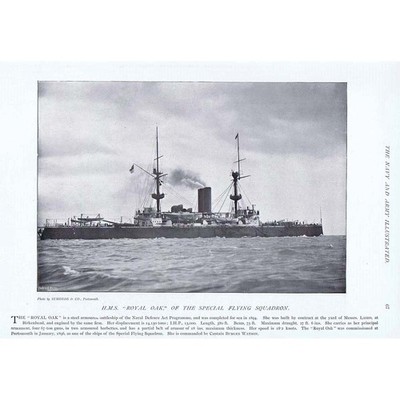 HMS Royal Oak of the Special Flying Squadron - Antique Print 1896