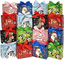 24Pack Small Christmas Gift Bags Bulk, 4.5×4×1.8 Inches Mini Christmas Gift Bags