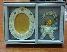 Cherished Teddies Baby Photo Frame and Hanging Ornament Let It Snow 118388 New