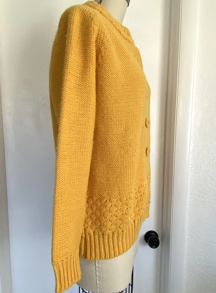 Cárdigan Suéter Amarillo De Colección Años 60 Para Mujer Modo O' Day Acrílico Japón Talla M Foto 3 de 4