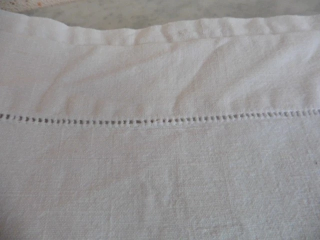 2 ANCIENS DRAP DE PENSION LIN X COTON ECRU"CP"JOURS 100X200 CM - Photo 3/4