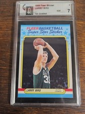 1988-89 Fleer Sticker Larry Bird #2 PSA 6 Boston Celtics RARE Newly Graded NICE