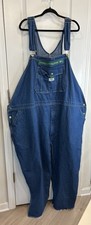 LIBERTY Big Tall 64x30 Denim Overalls Carpenter Workwear Skater Grunge Raw Hem