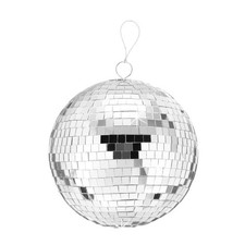 8 Inch Disco Ball Mirror Ball with Hanging Ring and Rope, Silver for Party Club