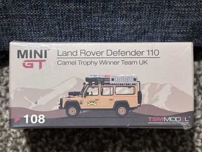 Mini GT 1/64 MGT00108-R Land Rover Defender 110 1989 Camel Trophy Winner Sealed