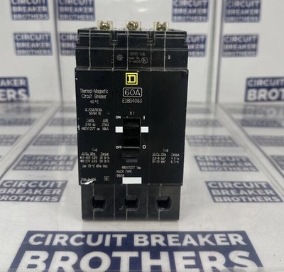 Square D EDB34060 60 Amp 480/277V 3 Pole Circuit Breaker-Warranty(Ship Same Day)