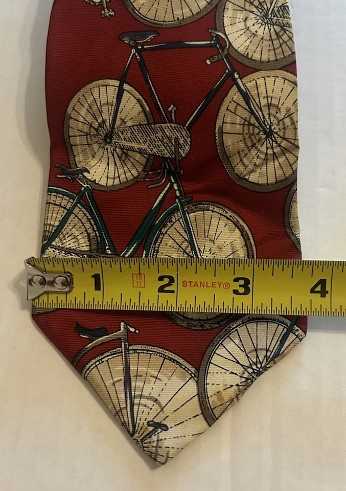 Andre Gianni Мужской Красный Шелковый Галстук Велосипед Schwinn Велосипеды Печать 3,75" Сделано в США - Изображение 4 из 4