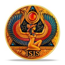 Egyptian Goddess Isis Collectible Coin –Pyramids & Sun Design, Egyptian Souveni