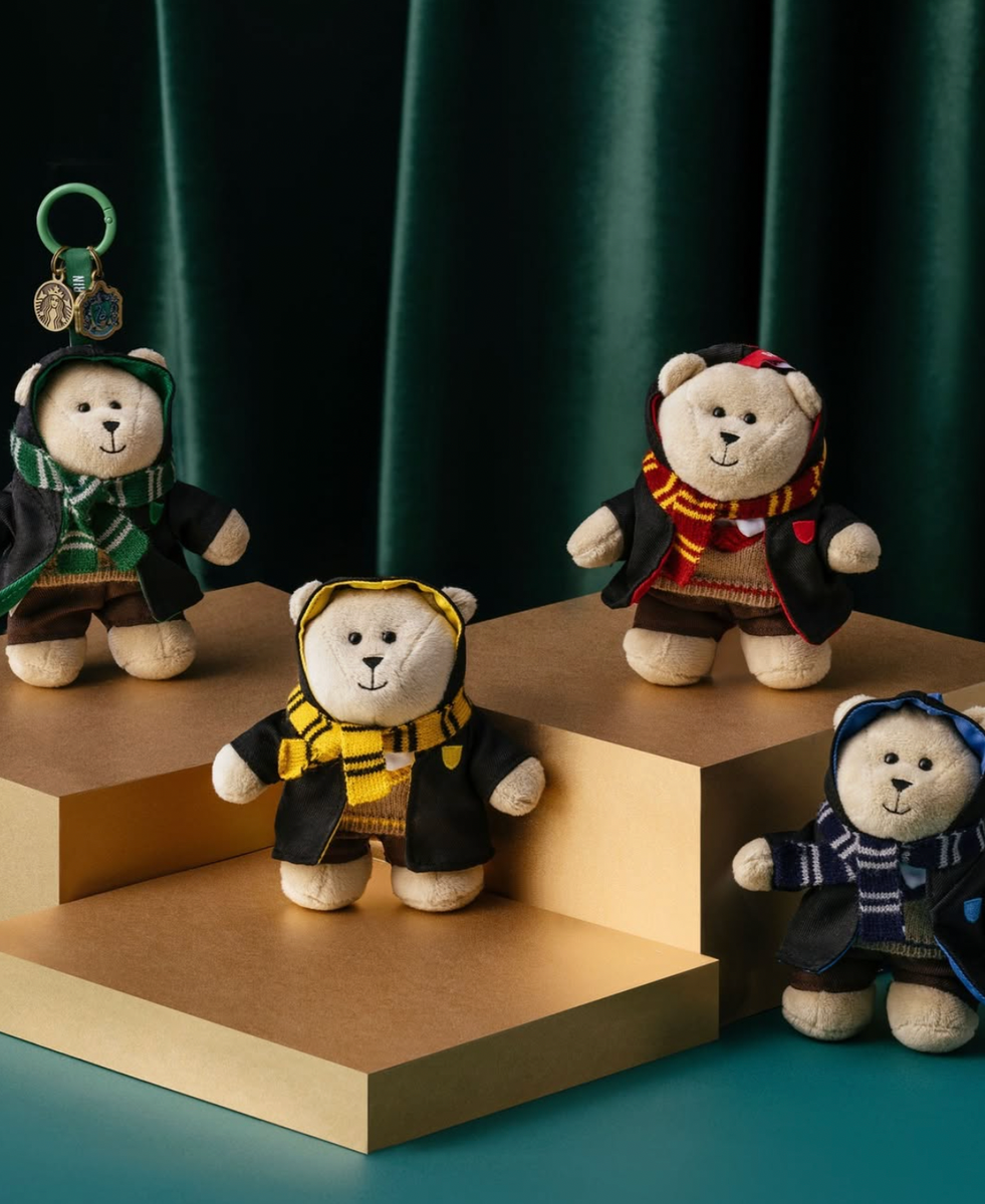 Starbucks Harry Potter Bearista Bear Keychain House Mini Plush Set
