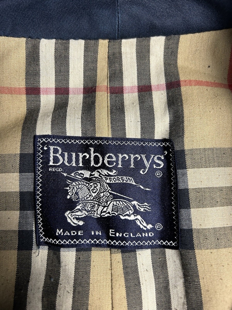 Vintage Burberry Navy Double Breasted Nova Check Trench Coat