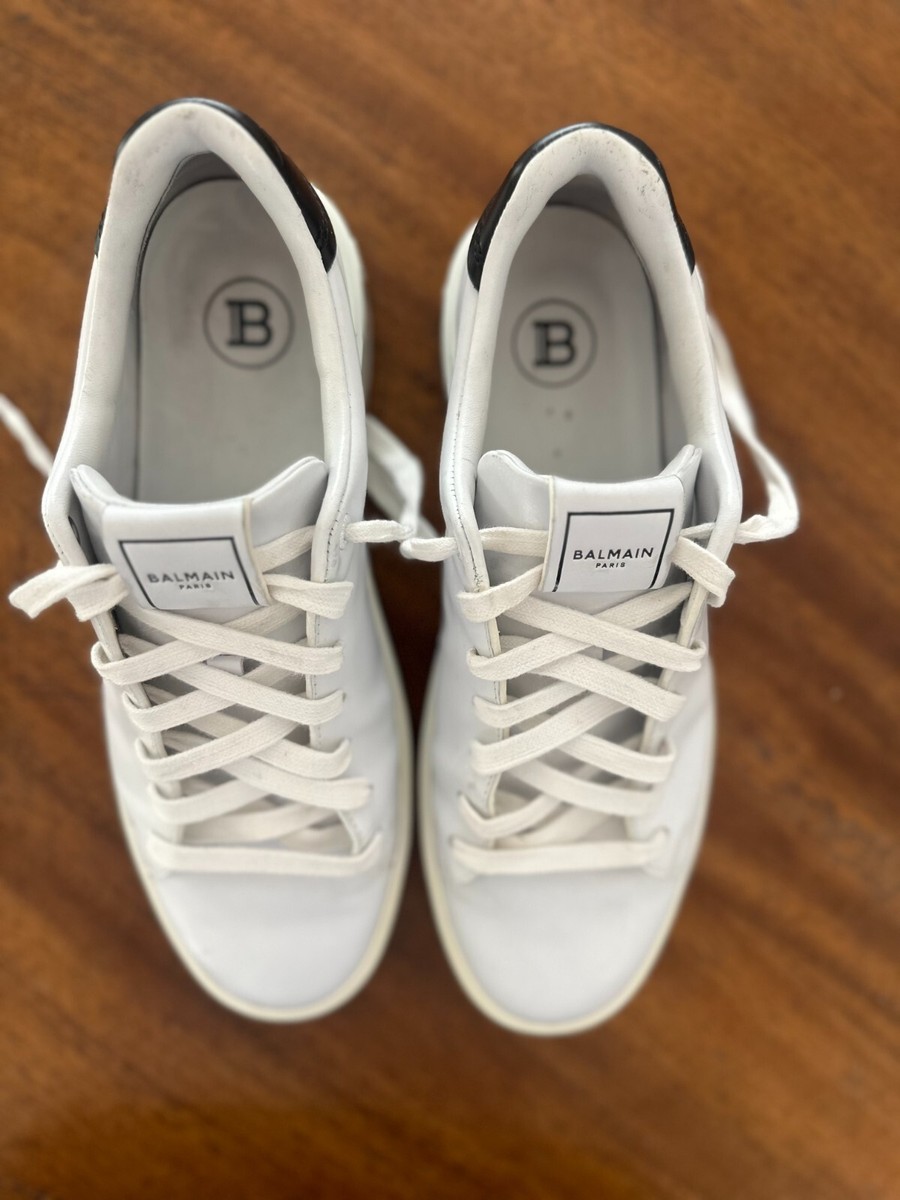 スニーカー BALMAIN Men Sneakers White DM0VJ356KWHT 0FA Mens Sneakers Balmain Mens White Sneakers Size 43 (Size 9.5