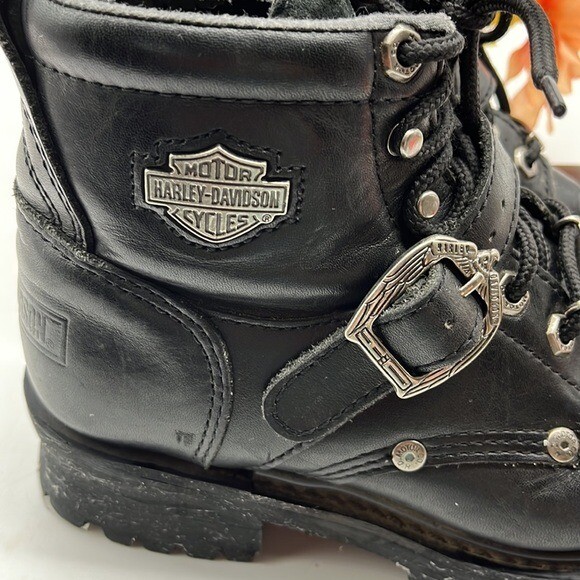 Harley-Davidson Black Leather Biker Boots Sz 7 style 81024 | eBay