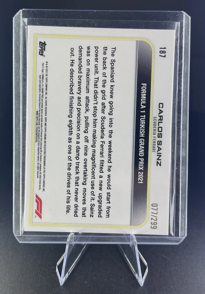 2022 Topps Chrome Formula 1 Carlos Sainz #187 Mini Diamond 077/299 Ferrari - Image 2 of 2