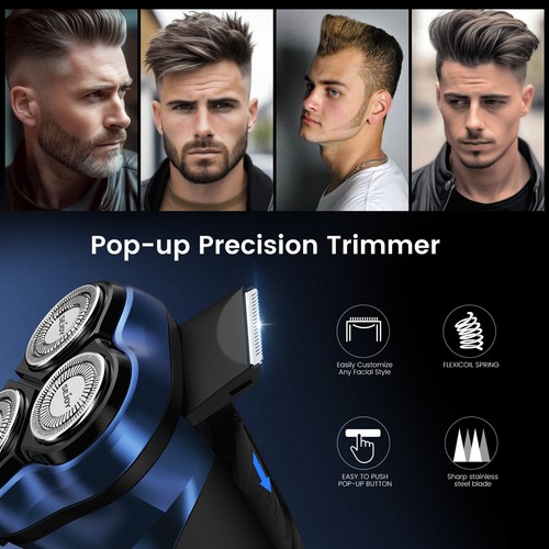 Electric Shaver Rechargeable Trimmer Razor Hair Beard Shaving Machine Cordless - Picture 7 of 12