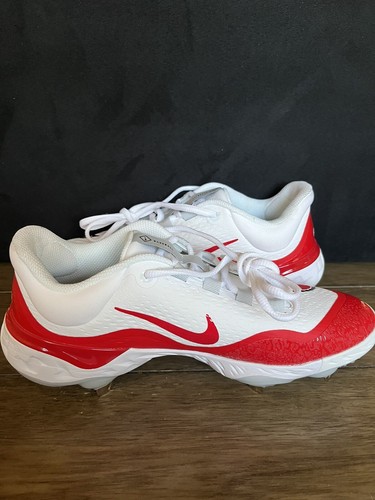 Botines Nike para hombre talla 9 Alpha Huarache Elite 4 bajos de béisbol blancos rojos FD2745-105 - Imagen 4 de 8