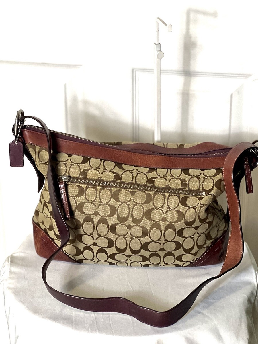 COACH💥VINTAGE~RARE💥Brown/Burgundy Signature Canvas Tote F